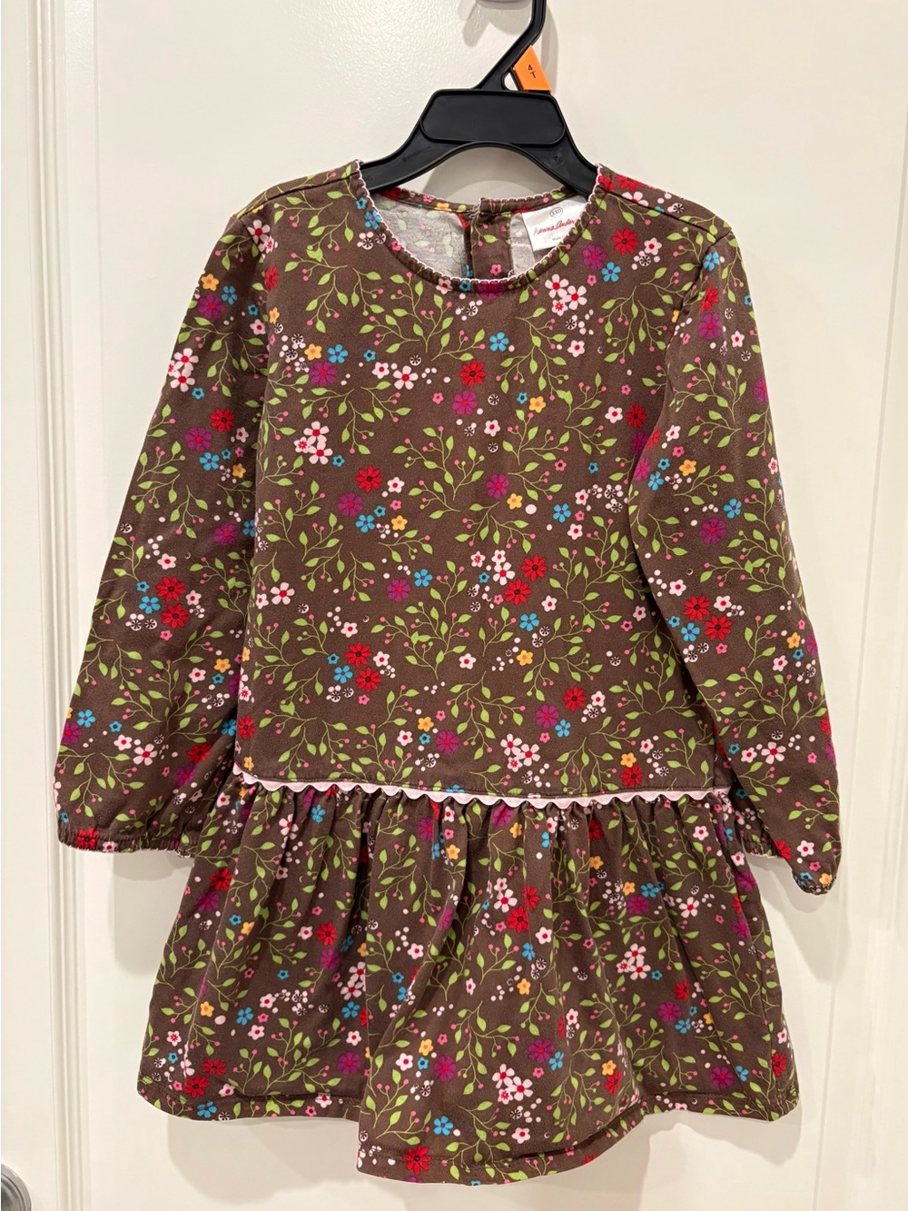 Fall Perfect : Hanna Andersson Brown Floral Long Sleeve Drop-Waist Dress Size 5